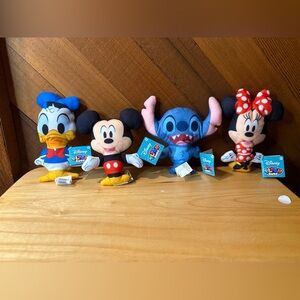 Disney Plush Budz Mickey Minnie Donald Stitch Plush Toy Set 4